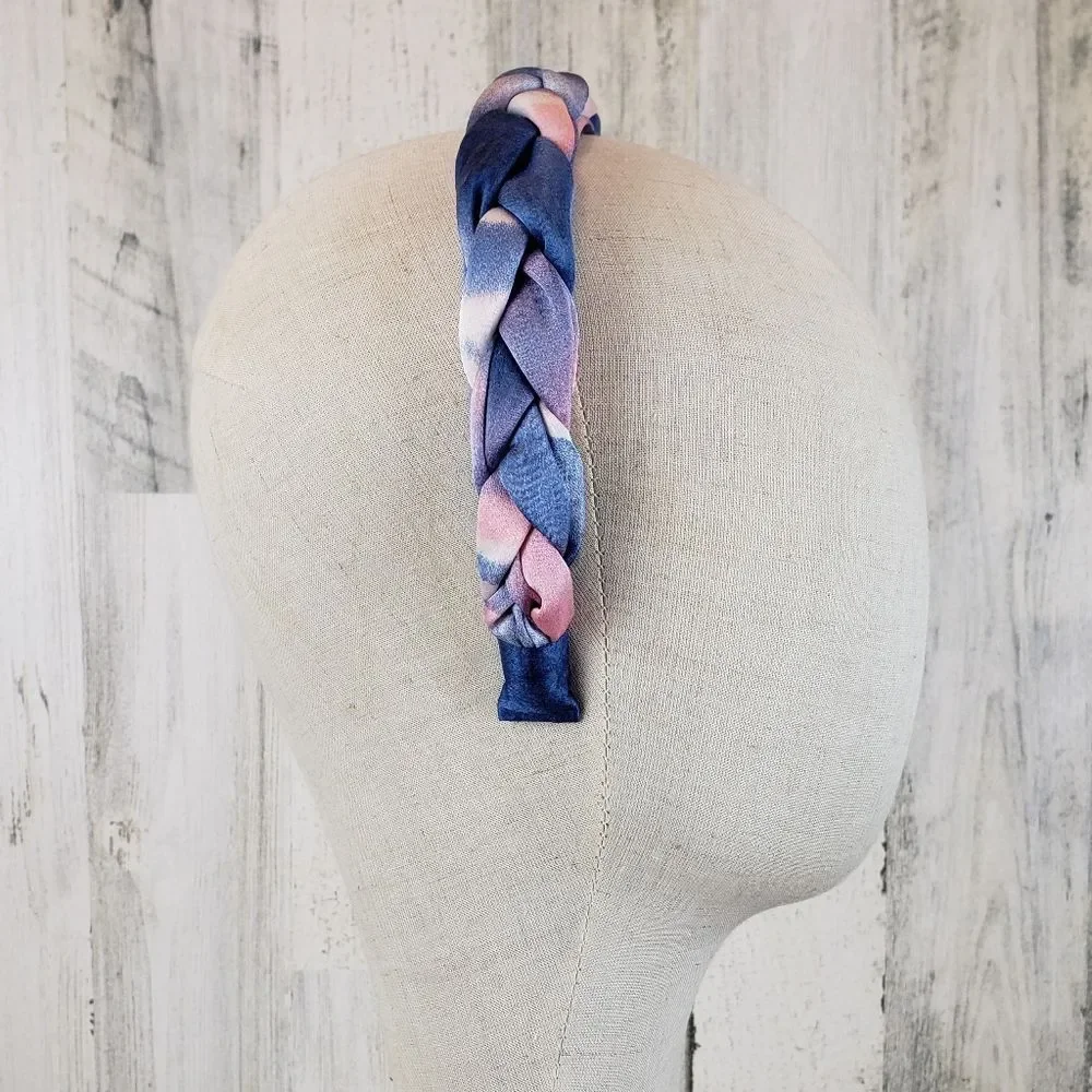 Blue And Pink Braided Headband